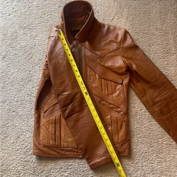 East West Musical Instruments Vintage 1970’s Tan leather Jacket Suede Interior L - Picture 12 of 13